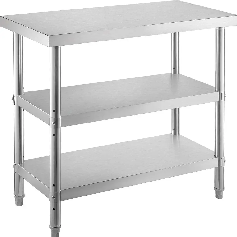 

36x18x34 Inch Stainless Steel Outdoor BBQ Prep Table with 2 Adjustable Shelves - Heavy Duty for Kitchen, Home, and Warehouse