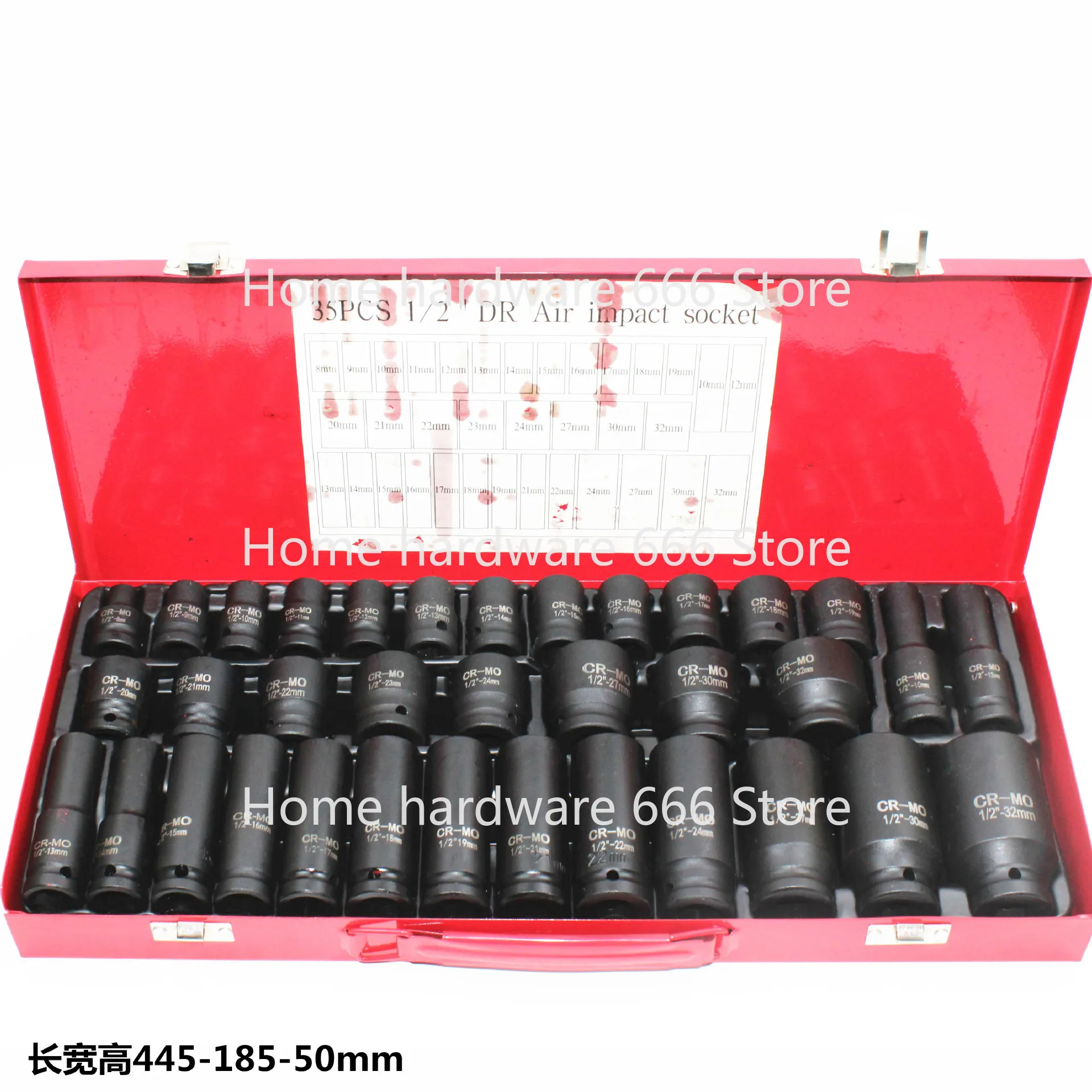 

1/2 Pneumatic Extended Air Gun Sleeve, 35 Piece Set,Small Air Gun Sleeve, Hexagonal Sleeve Repair Set