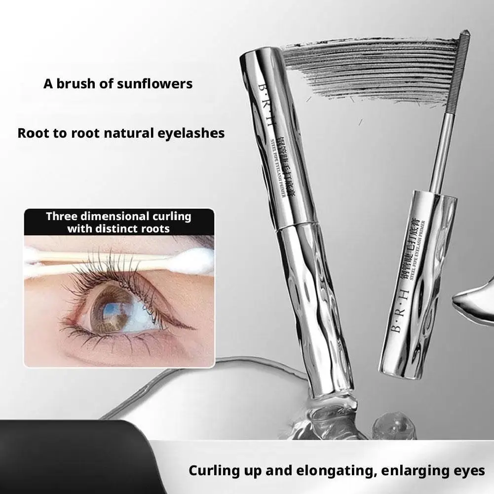 Eyelash Primer Mini Steel Tube Mascara Natural Black Smudging Fiber Primer Non 3D Long-lasting Eyelash Eyelash Silk Long-la O9X6