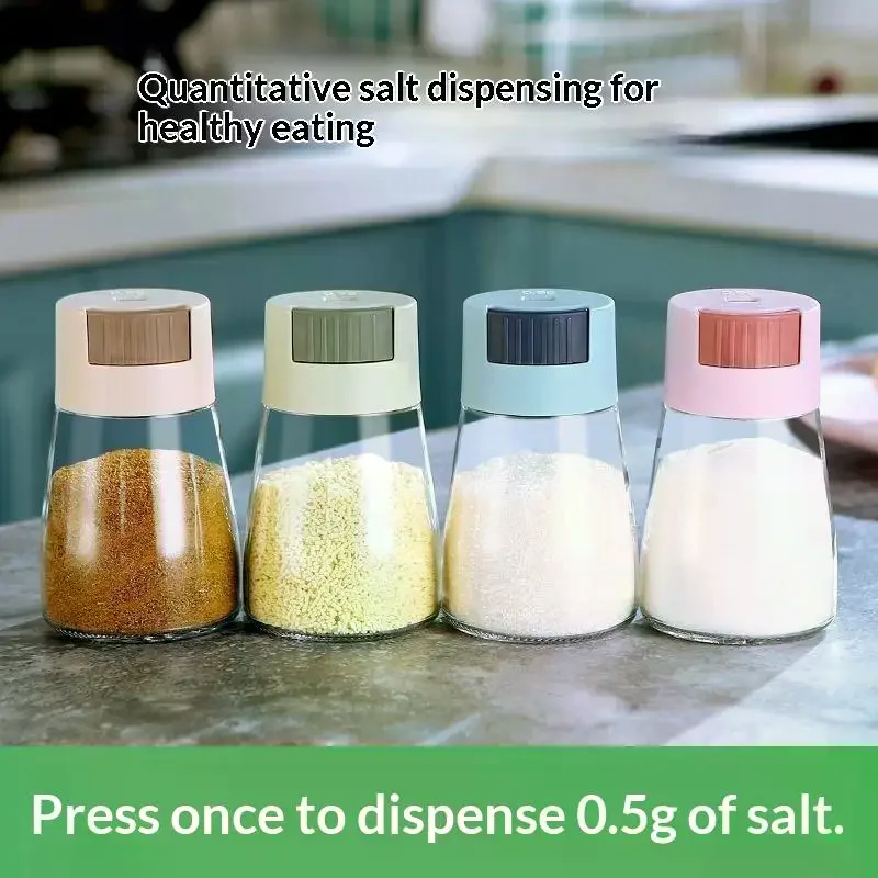 (0.5g Quantitative Seasoning Container Dustproof Press Type Seasoning Jar Seasoner Storage Salt Dispenser For Home Kitchen)