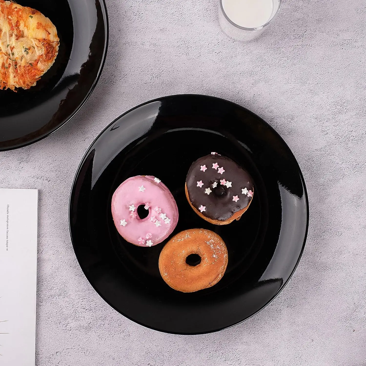 Set di piatti neri da 10 pollici, piatto da dessert/salata in porcellana, piatti da portata, set di stoviglie, resistente ai graffi, senza piombo, M