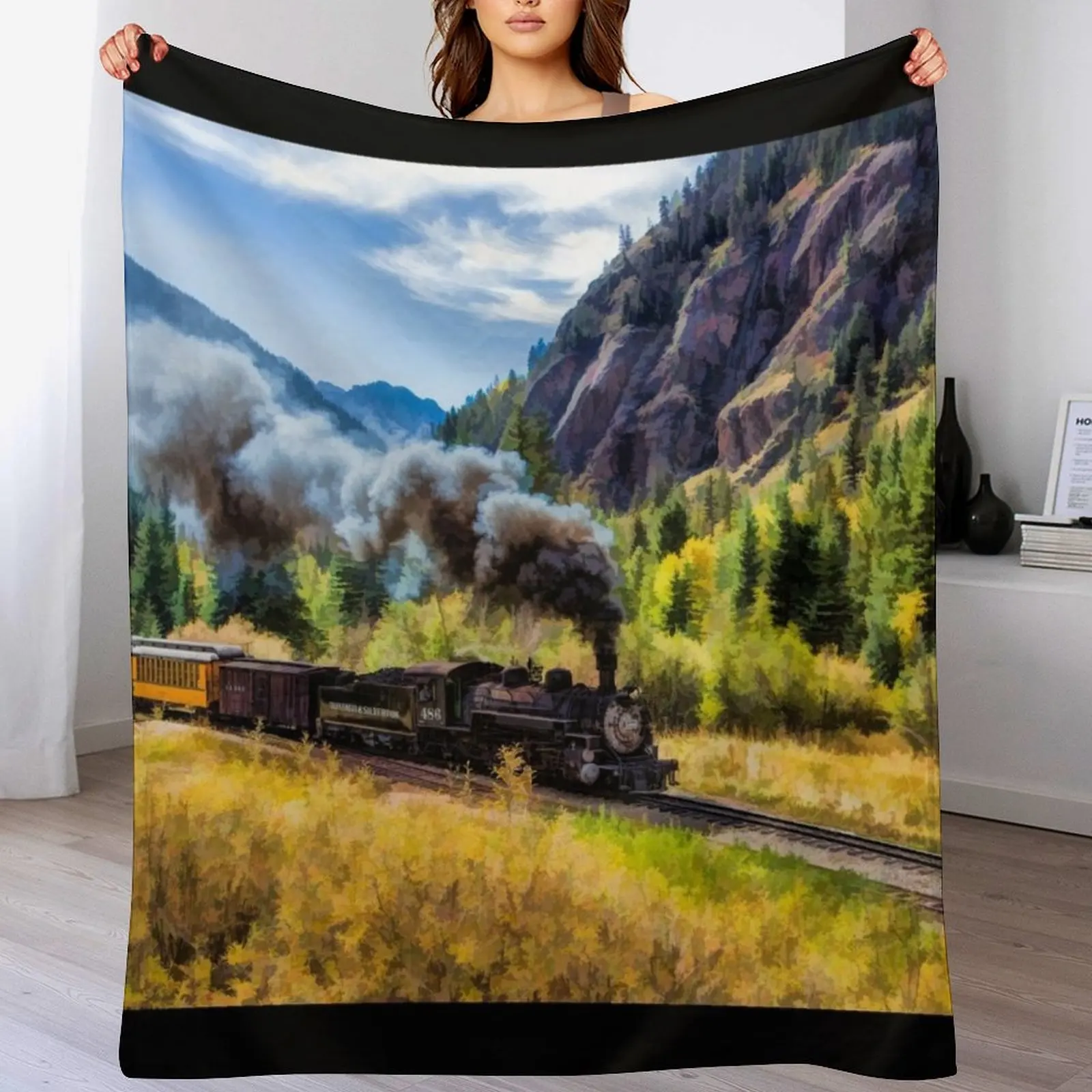 Scenic Durango and Silverton Steam Train Throw Blanket Shaggy Sofas Extra Large Throw Blankets