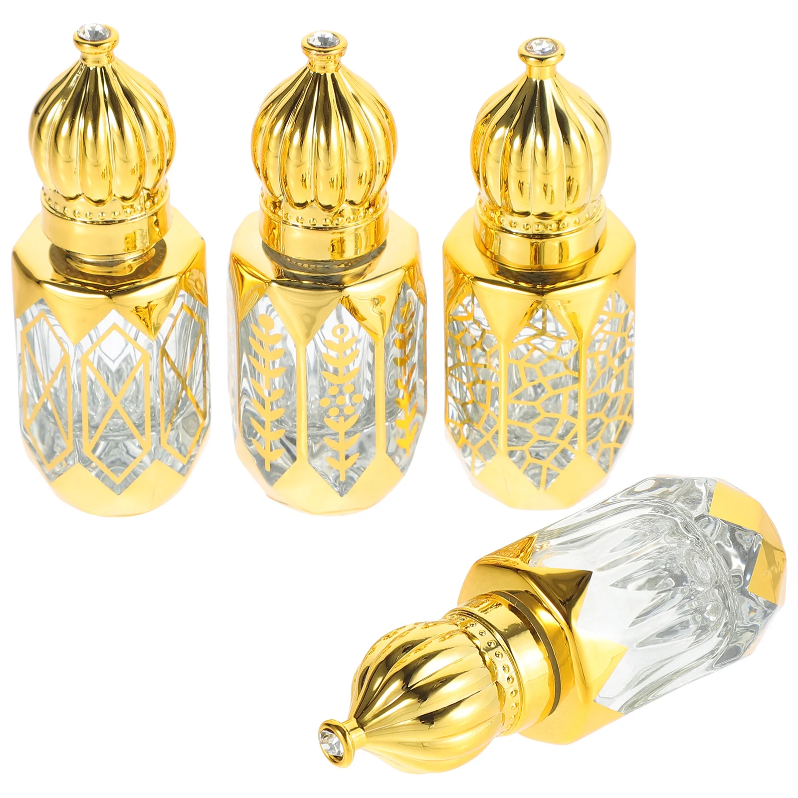

4Pcs Essential Oil Roller Bottles Glass Leak Proof Mini Travel Roll on Bottles for Perfume Oils Golden Wedding Anniversary Gifts