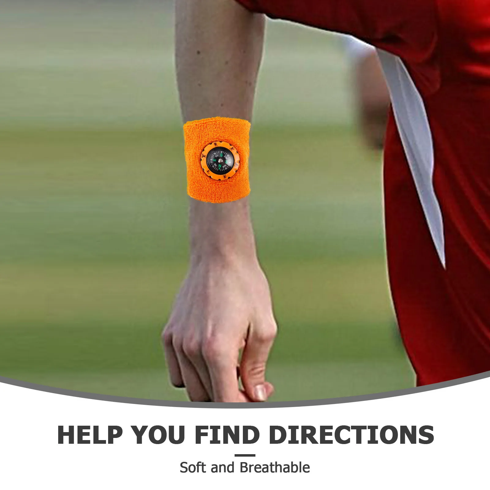 1 szt. Regulowana opaska na nadgarstek z kompasem, sportowa, odprowadzająca pot, do wędrówek, biegania, tenisa, koszykówki, na siłownię, wsparcie nadgarstka