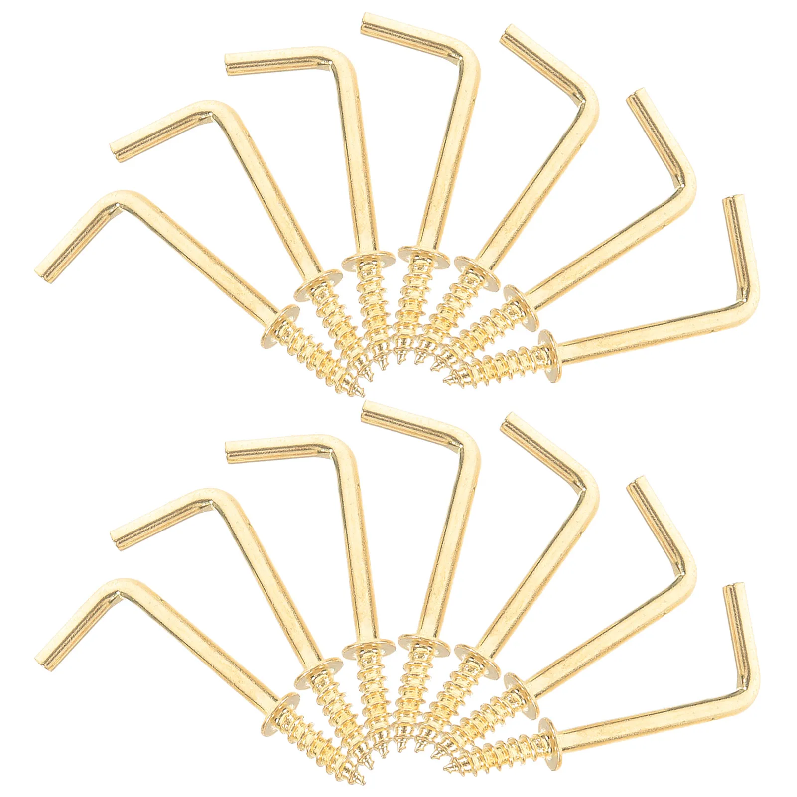 

50 Pcs L Shaped Hooks 7 8x1 34 Inch Golden Self Tapping Screws for Home Office Picture Hanging Mini Hooks Metal Hardware