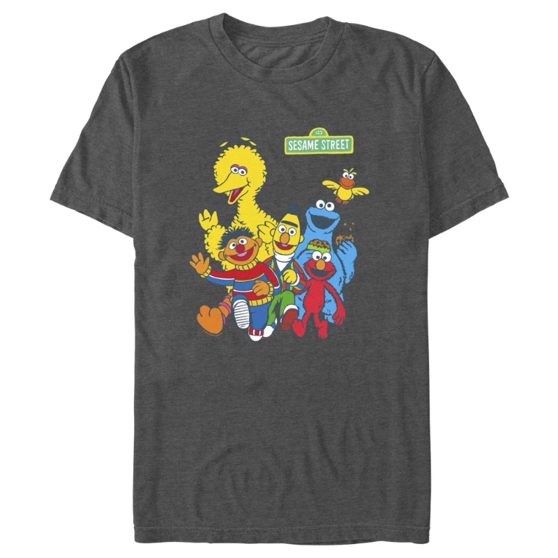 Camiseta con estampado de Sesame Street para hombre y mujer, camisetas de algodón, camiseta de manga corta con cuello redondo