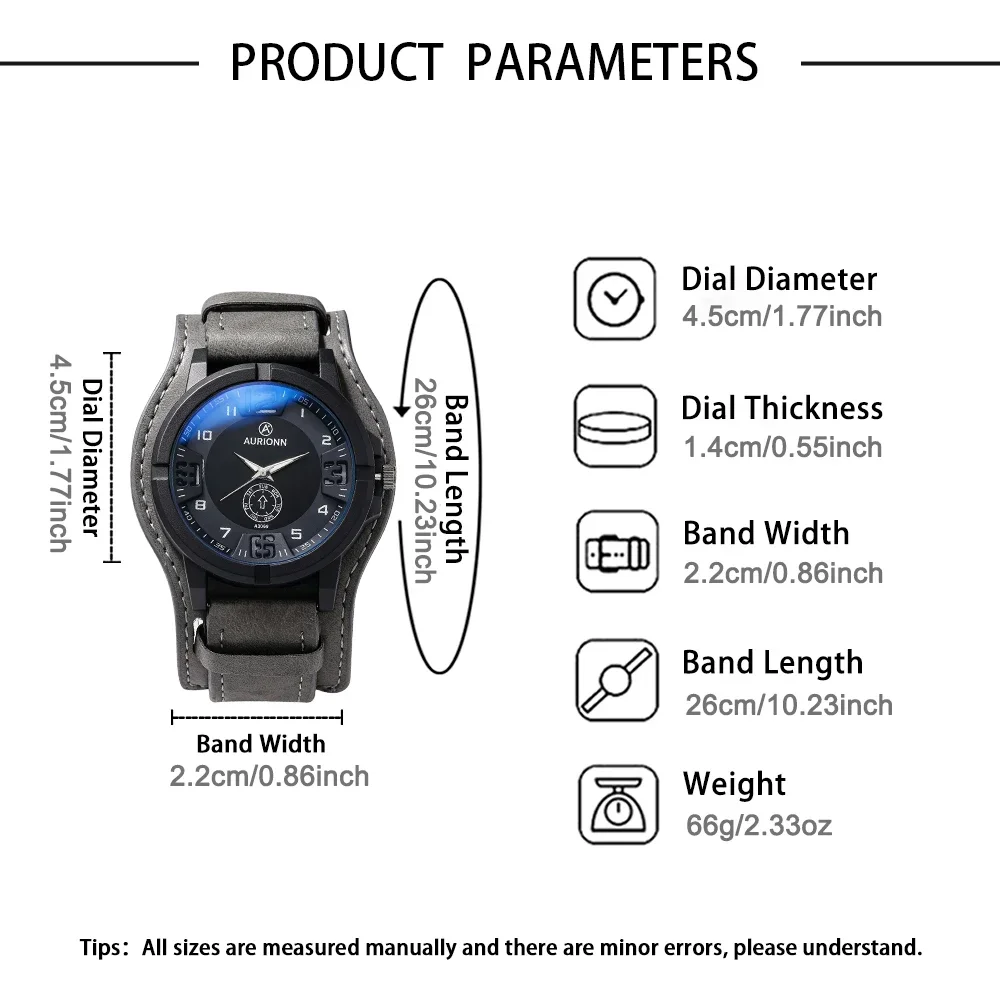 1pc Fashion Personalized Men's Watch PU Leather Strap Quartz Watch Round Dial Timer