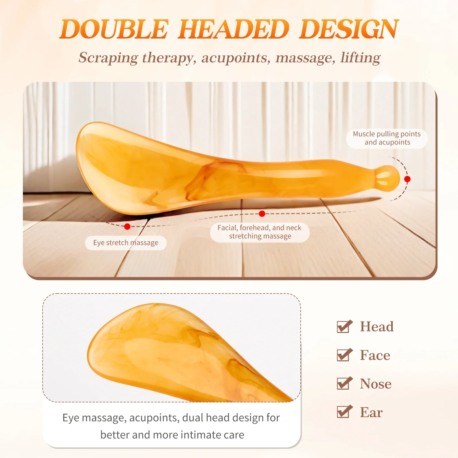 Resin Guasha Massage Board Body Meridian Scraping Scalp Massage Comb Head Eye Neck Face SPA Massager Acupuncture Massage Tools