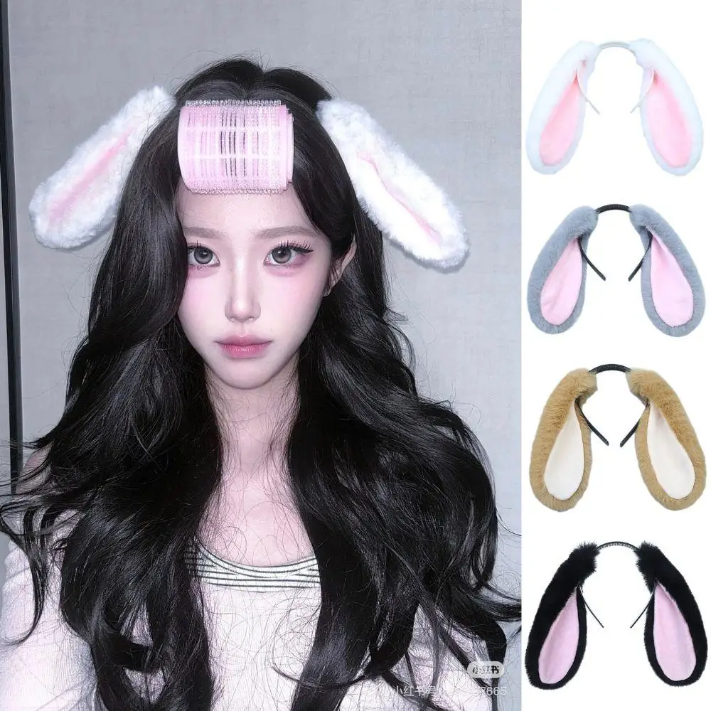 

Женская плюшевая повязка на голову с кроличьими ушками, забавные обручи для волос с лослями и кроликом, аксессуары для косплея Лолиты, рождественские головные уборы, подарки для девочек