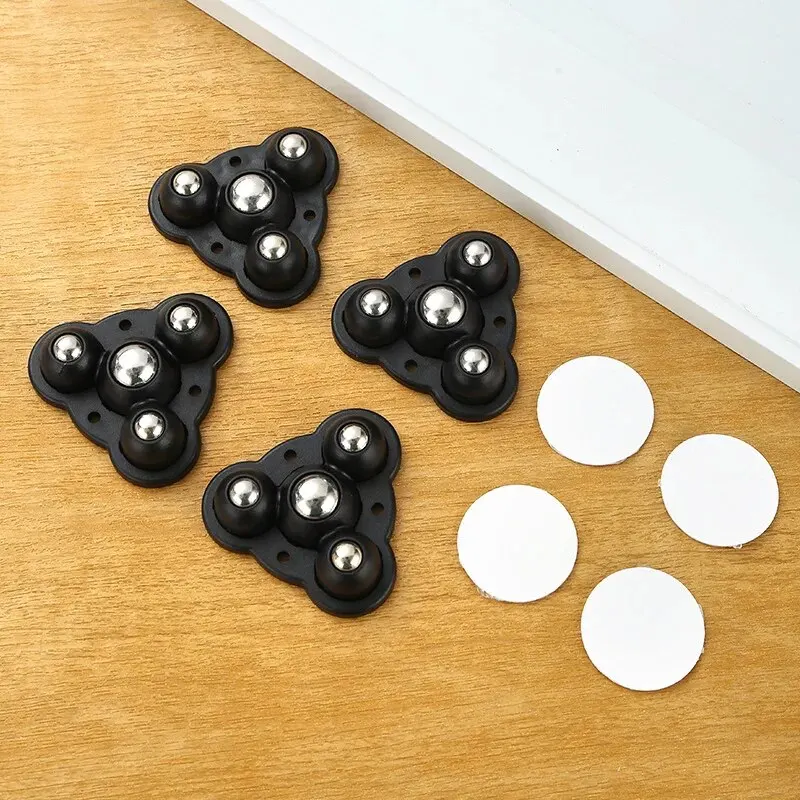 4PCS Non Punching Adhesive Ball Pulley Furniture Mobile Base Accessories Small Wheels Storage Bin Garbage Bin Universal Wheels