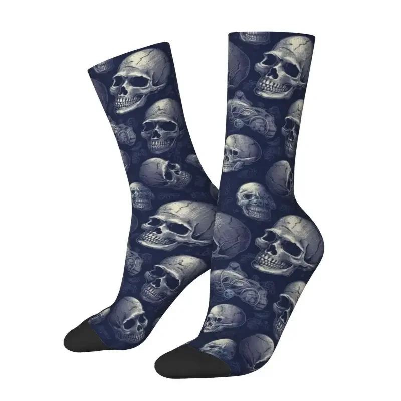 

Y2K Kawaii Dark Floral Skull Macabre Art Men Women Warm 3D Printing Skeleton Gothic Halloween Occult Basketball Sports Socks