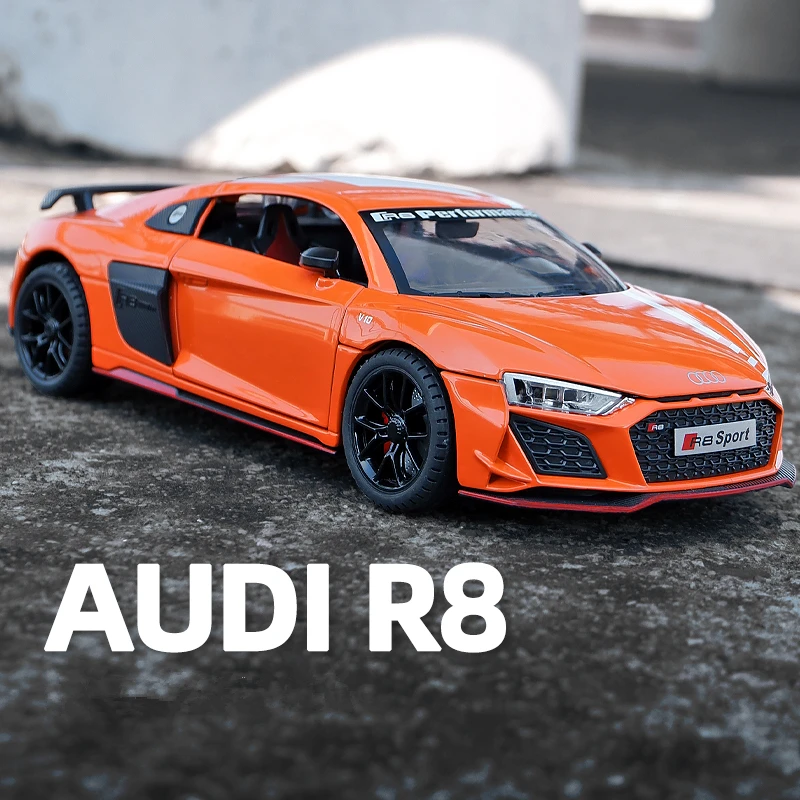 

1:24 AUDI R8 V10 Plus Alloy Performance Sports Car Model Diecast Metal Toy Racing Car Model Simulation Sound and Light Kids Gift