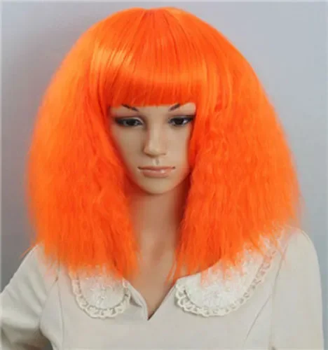 New Personality wig corn perm hair female color broom head Night club dance wig