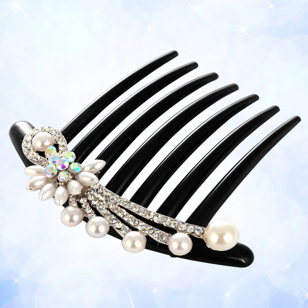 

Imitation Pearl Hair Comb Crystal Headdress Floral Rhinestone Bride Hair Accessories (Flower) women hair comb