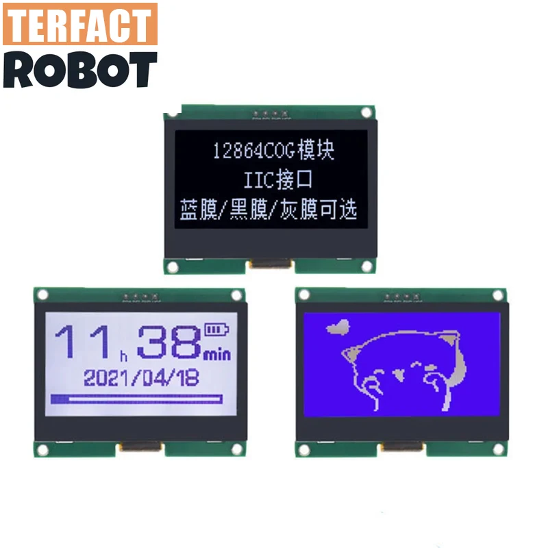 TERFACT 12864-59N IIC 4P LCD Module  I2C ST7567S COG Graphic Display Screen Board LCM Panel 128x64 Dot Matrix Screen