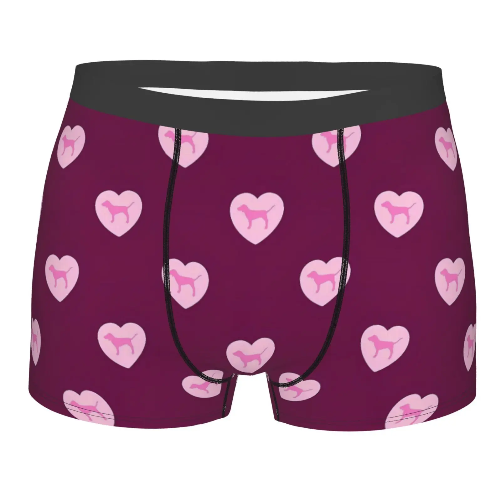 Love Pink Dog Heart Pattern Series Print Underwear Men Stretch Boxer Briefs Shorts Panties Soft Sexy Underpants for Male