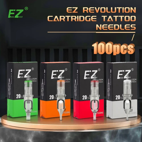 100 Uds. Kits de agujas de tatuaje de cartucho EZ Revolution maquillaje permanente 0,30/0,35mm RL RS M1 RM para máquina de tatuaje de cartucho rotativo