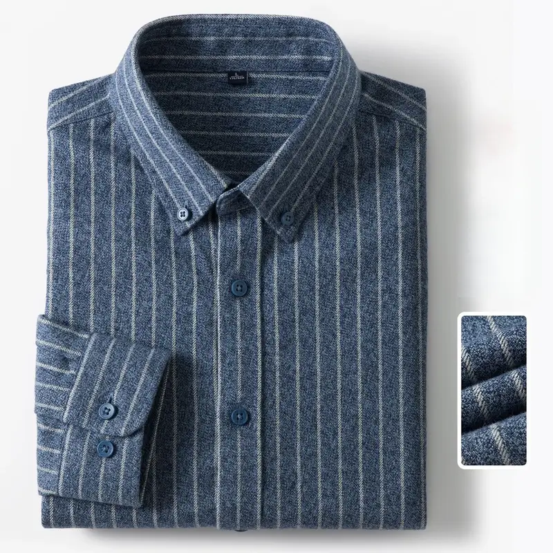 New in Shirt Plaid 100%Cotton Brushed Long Sleeve Shirts for Men Slim Fit Casual Tops High Quality Designer Vintage Clothes - Image 12