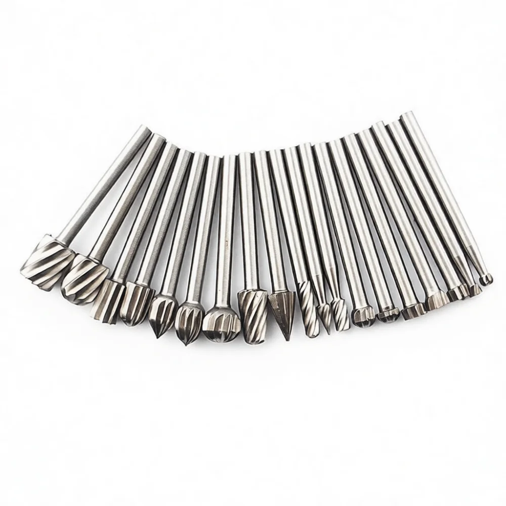 Steel Rotary Burr Bit Set For Wood Carving Grinding Head Rasp Drill Attachment Shaping Metal Working Engraving Tools