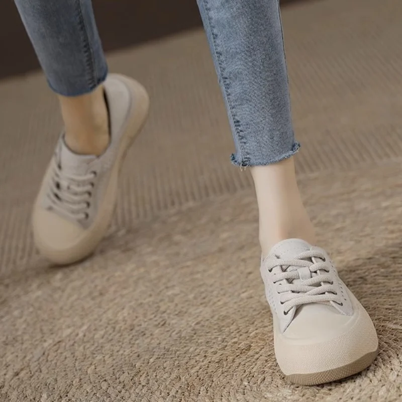 Chaussures respirantes évidées pour femmes, bande élastique, document solide, collégien, printemps, automne, offre spéciale, 2023