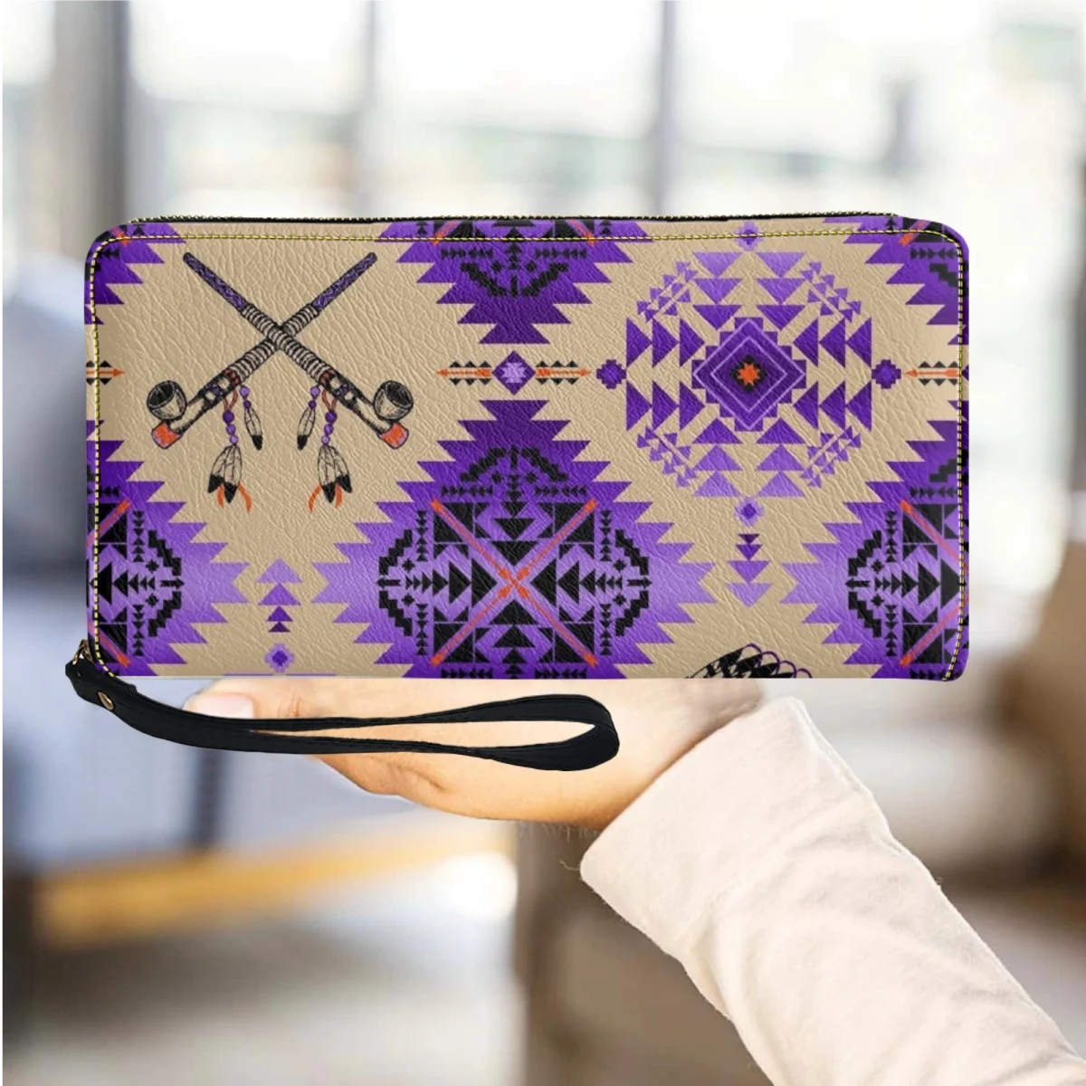 

Wallet for Women Luxury Designer New Tribal Pattern Wristlet Bags Female Multifunction Coin Bag cartera mujer marca lujo 2023