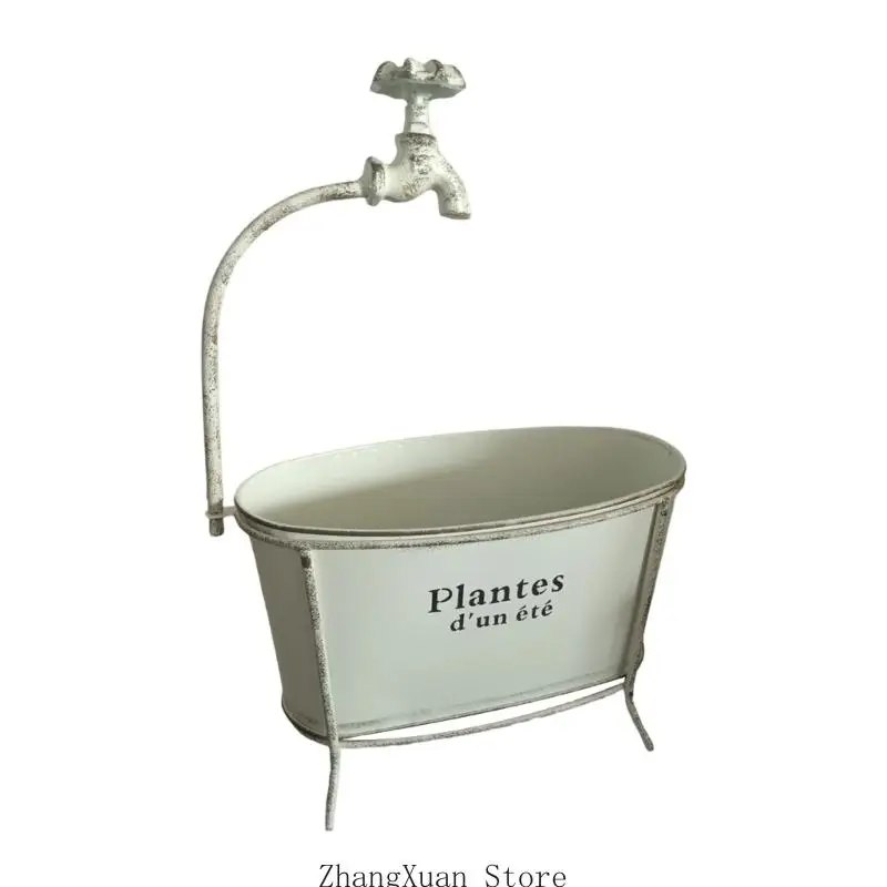 Eleganter Eisen-Gartenpflanzer mit Wasserauslauf-Design, für kleine Pflanzen, 3 x – Detail 5