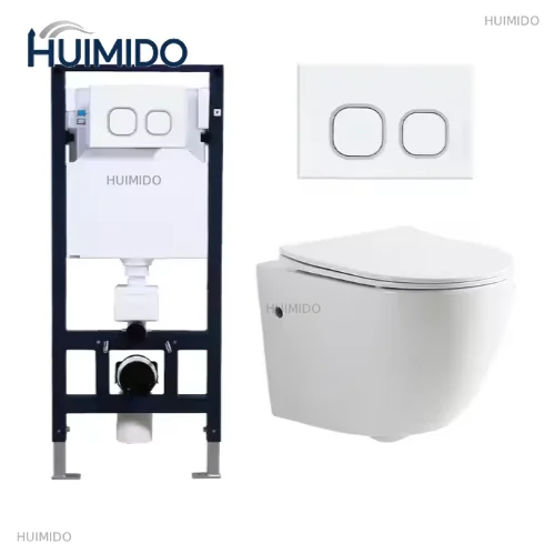 High-quality double-flush borderless ceramic wall-mounted toilet light-colored integrated structure bathroom toilet