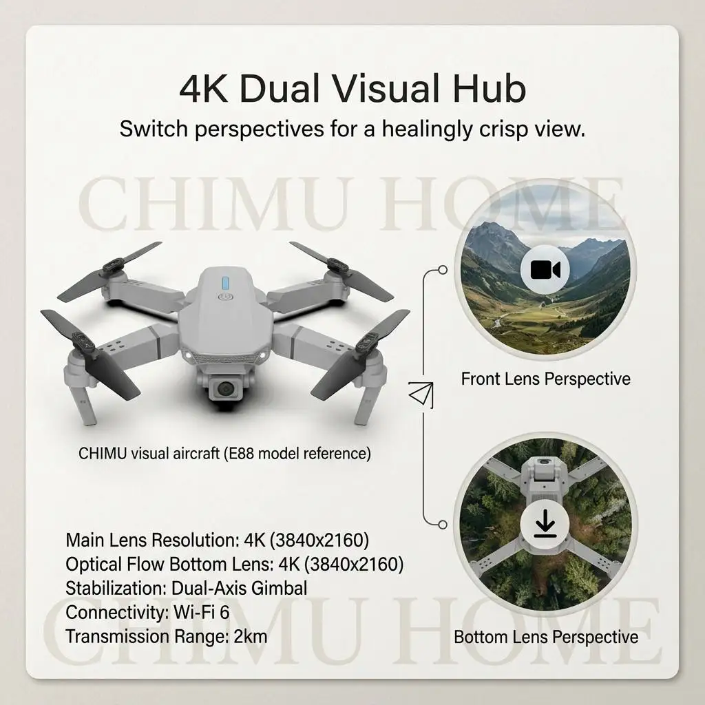 【CHIMU HOME】Smart Aerial Vision Hub 4K Dual Visual Lens Precision Gravity Sentry Foldable Lightweight Stabilized Hub