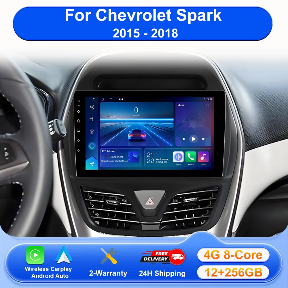 

Android 16 Carplay Auto WIFI+4G Car Radio For Chevrolet Spark 2015 2016 2017 2018 Multimedia GPS Player WIFI+4G Stereo Audio BT