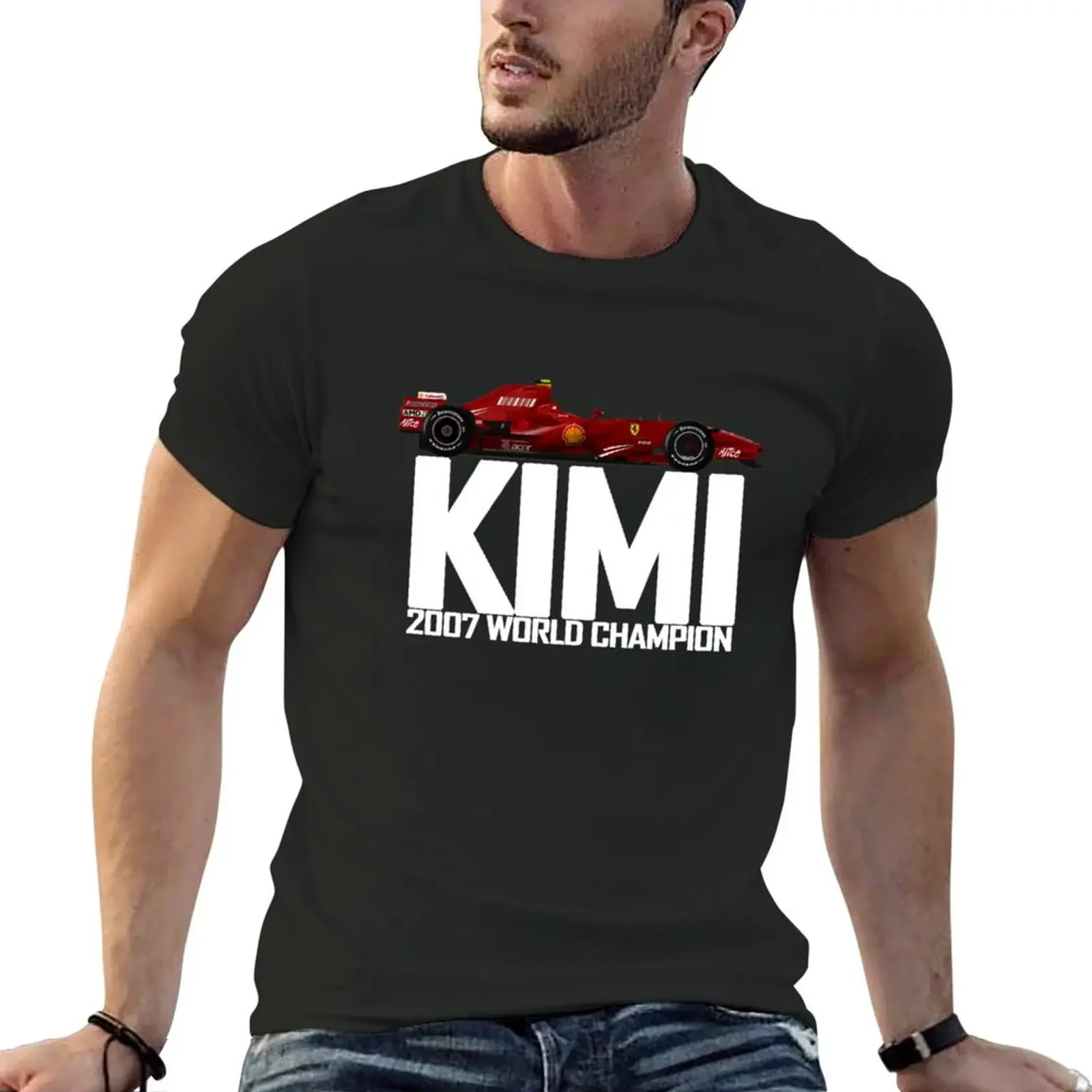 Kimi Raikkonen -F2007 World Champion Text Gift Halloween Day, Thanksgiving, Christmas Day T-Shirt blanks plain men clothing