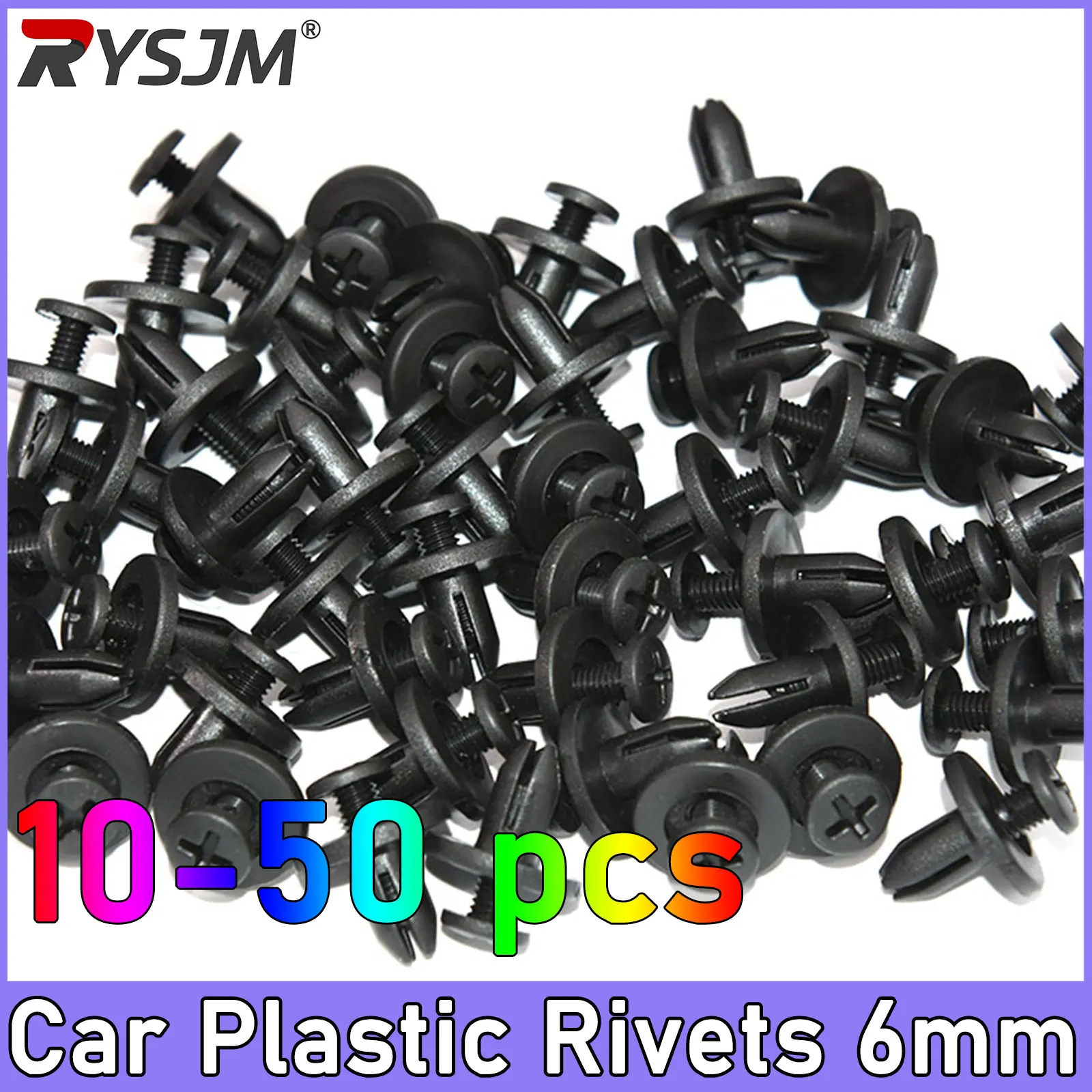 10-50 Stück Kunststoffnieten 6mm Befestigungselemente Schrauben Auto Kotflügel Stoßstange Schrauben Clips Nieten Auto 6 mm Loch Kunststoff-Druckstift-Clip Auto