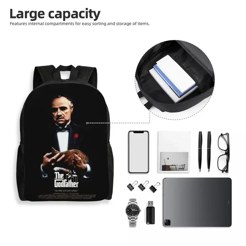 Mochila personalizada do portátil do filme do gangster, o padrinho Bookbag, saco de filme para a escola e estudantes universitários, homens e mulheres, moda