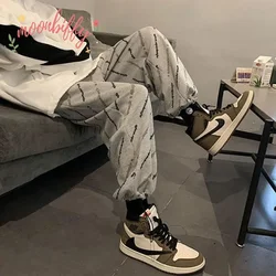 Fashion Streetwear Wide Oversize Pants Men Casual Sport Sweatpants Joggers Skateboard Pants Letter Ankle Length Trousers