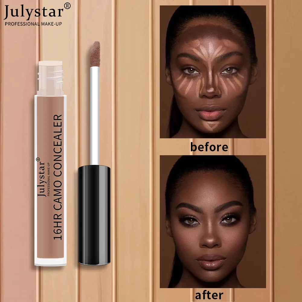 Julystar คอนซีลเลอร์6สีกันน้ำมันควบคุมยาวนาน16ชั่วโมงไม่ซีดจางคอนซีลเลอร์ให้ความชุ่มชื้นสำหรับทุกสภาพผิวเครื่องสำอาง