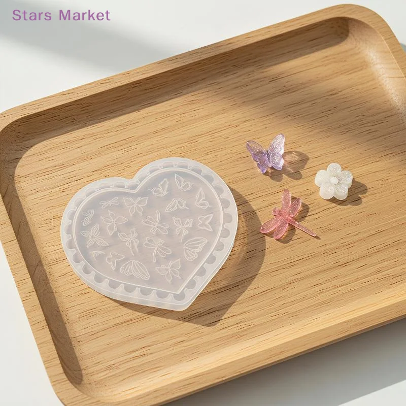3D Heart Shaped Clear Silicone Nail Art Mold With Multiple Patterns For DIY Nail Decoration Making Tools