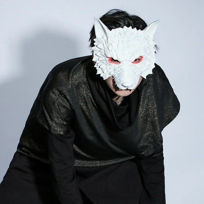 コスプレウルフマスク3Dハーフフェイスホラーウルフヘッド仮面狼衣装