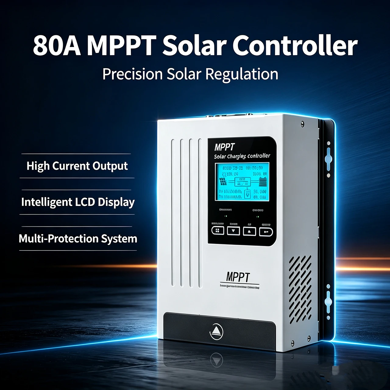 MPPT  80A MPPT  12V 24V 48V for Solar Panels,  Smart Solar Charge Controller  MPPT LiFePO4 Lithium Battery, LCD Screen
