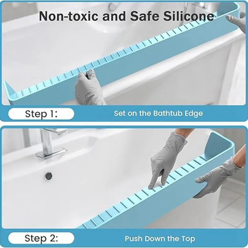 MACH- Tray Caddy Holder Storage Over Tub, Bathtub Ledge Guard With Strong Suction Cups, For Splash Guard Shelf Area