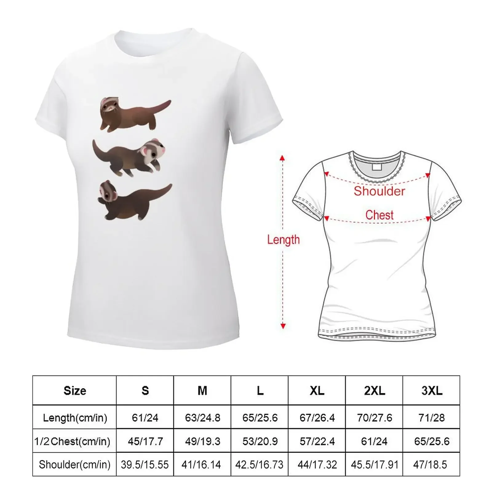 Ferret - dark T-shirt shirts graphic tees Short sleeve tee rock and roll t shirts for Women