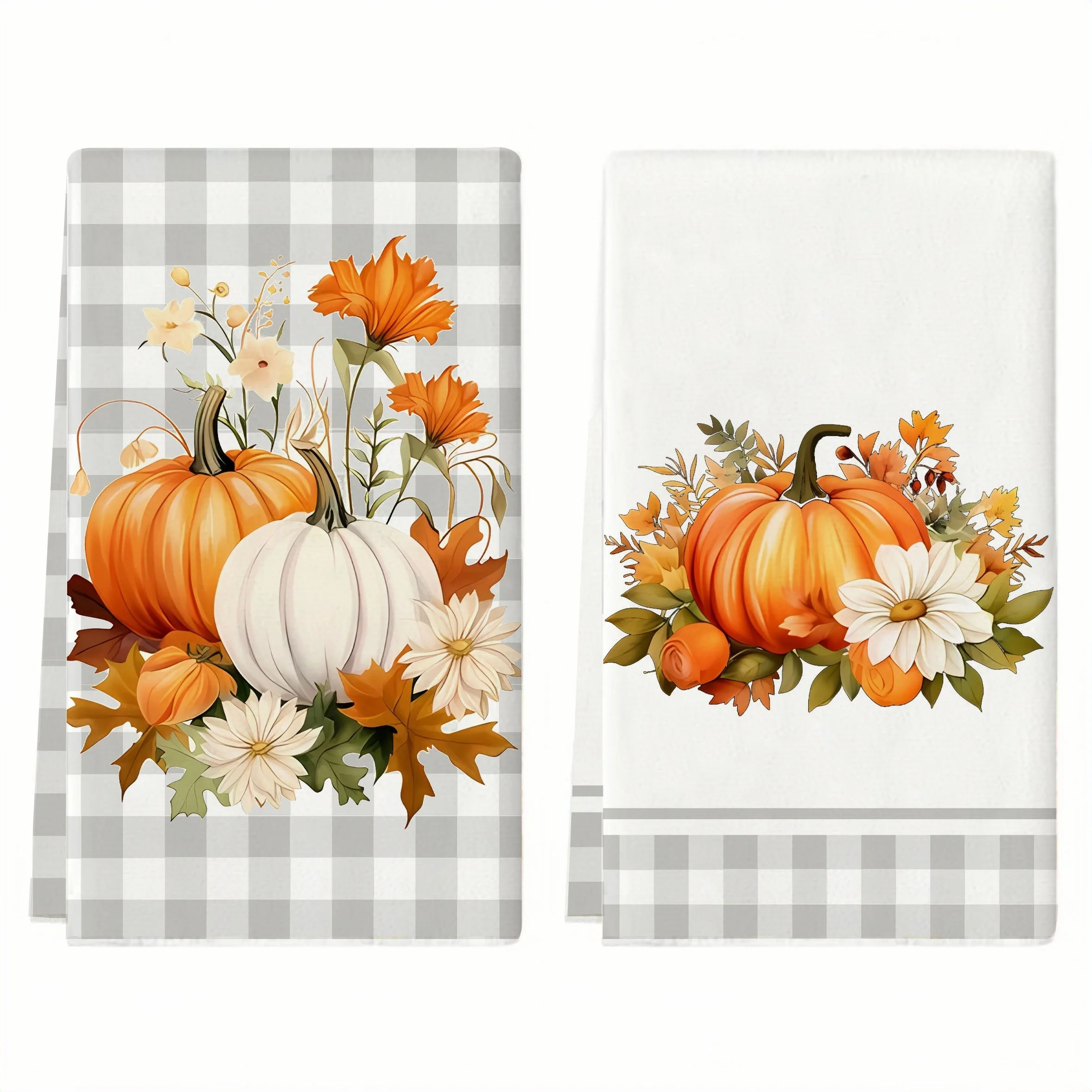 2-Pack plaid pumpkin kitchen towel dish towel hand towel