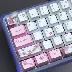 60 ve 100 yüzde Keycaps PBT kiraz MX mekanik klavye için OEM profil çift atış sevimli Anime beyaz pembe arkadan aydınlatmalı anahtar kapaklar