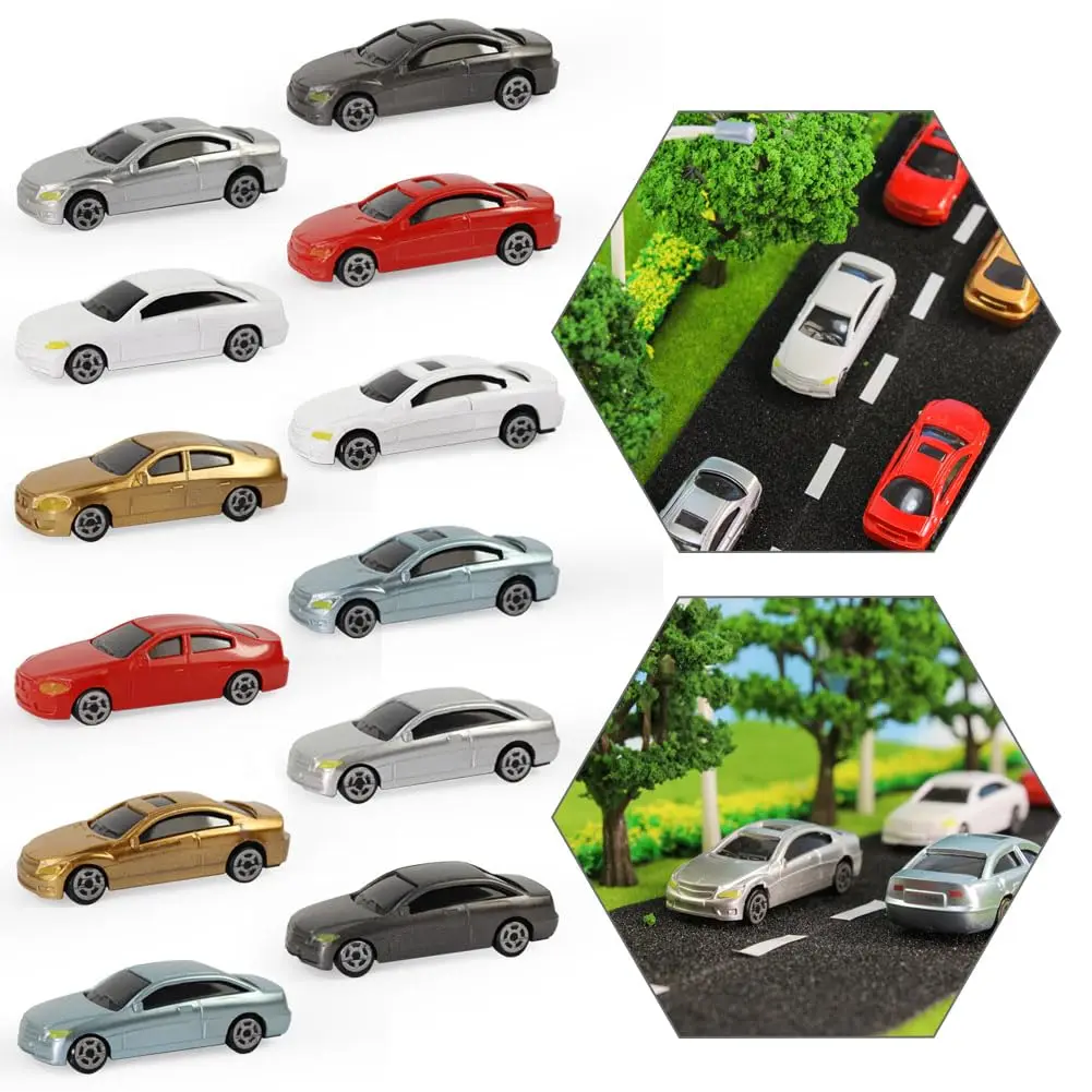 30PCS 1:75-1:300 Schaal Miniatuur Auto Model Speelgoed Plastic Voertuig Voor DIY Spoorweg Trein/zand Tafel Gebouw Accessoires Landschap