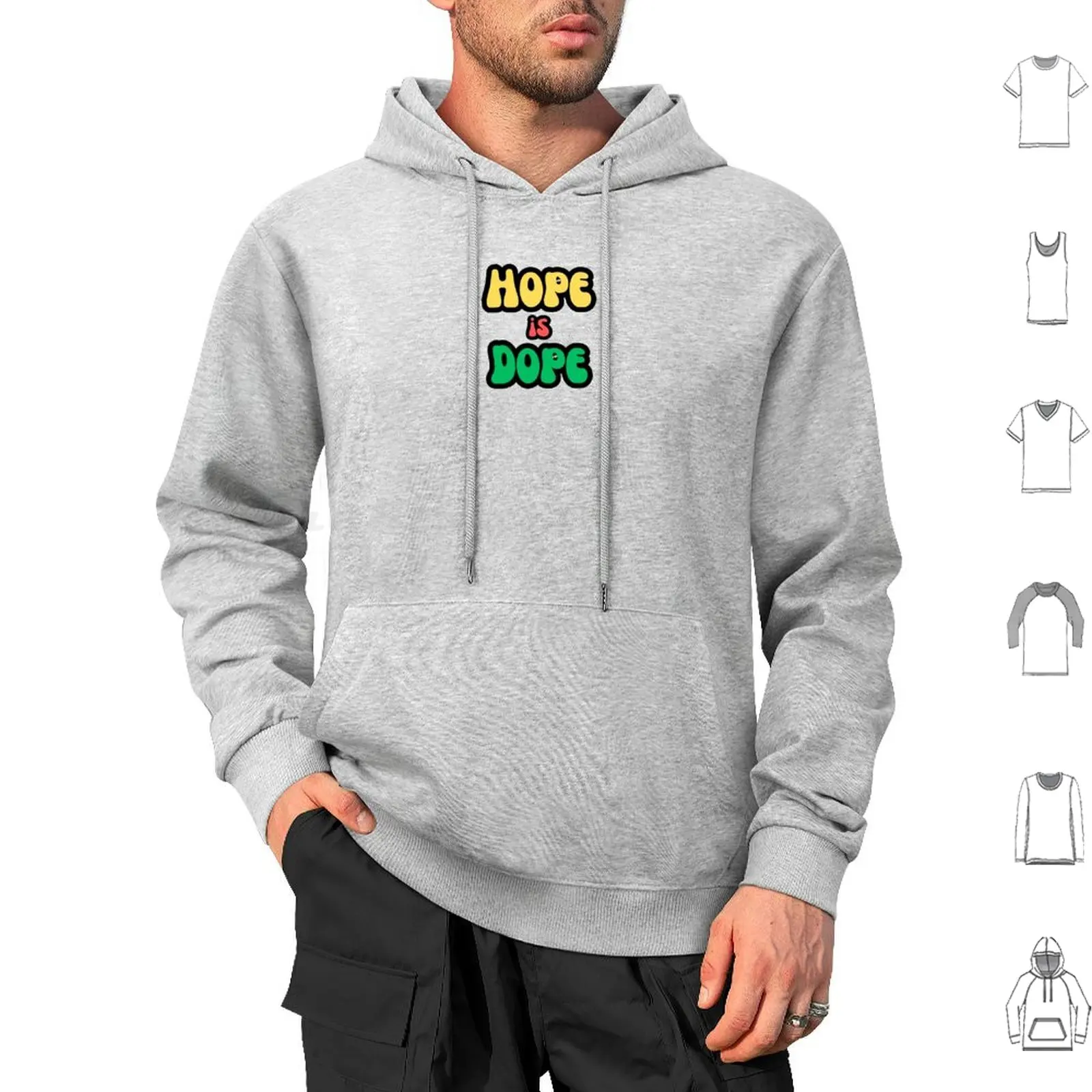 Hope Is Hoodies Long Sleeve Hope Is Funny Hope Retro 70s Hippie Rasta Yellow Green Red Groovy Positivity Positive Happy