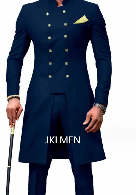 African Design Slim Fit Men Suits For Wedding Groom Tuxedos Royal Blue Bridegroom Suits Best Man Prom Party Blazer
