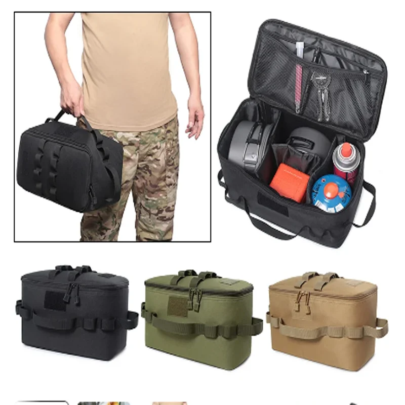 Camping Storage Bag Outdoor Portable Organizer Basket for Gas Stove Pot Cookware Tableware Travel Gear Carry Bag
