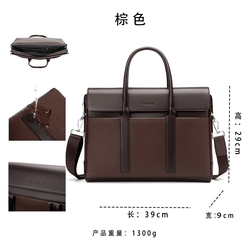Business Briefcase Large Capacity Shoulder Office Handbag Commuting Casual Waterproof Crossbody Men's Messenger Luxury Men Bag