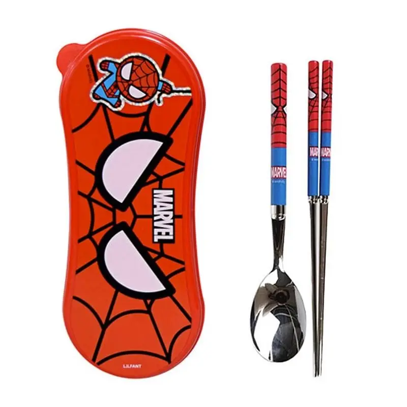 Marvel Animation Spider-Man Iron Man Cartoon Children's Stainless Steel Tableware Baby Spoon Fork Training Chopsticks Wholesale