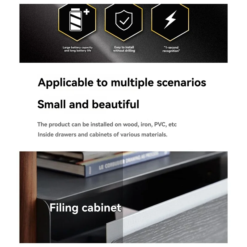 

B29C-138-32 Замок с функцией распознавания отпечатков пальцев, без перфорации, биометрический электронный дверной замок с низким энергопотреблением и трехцветной лампой для офиса