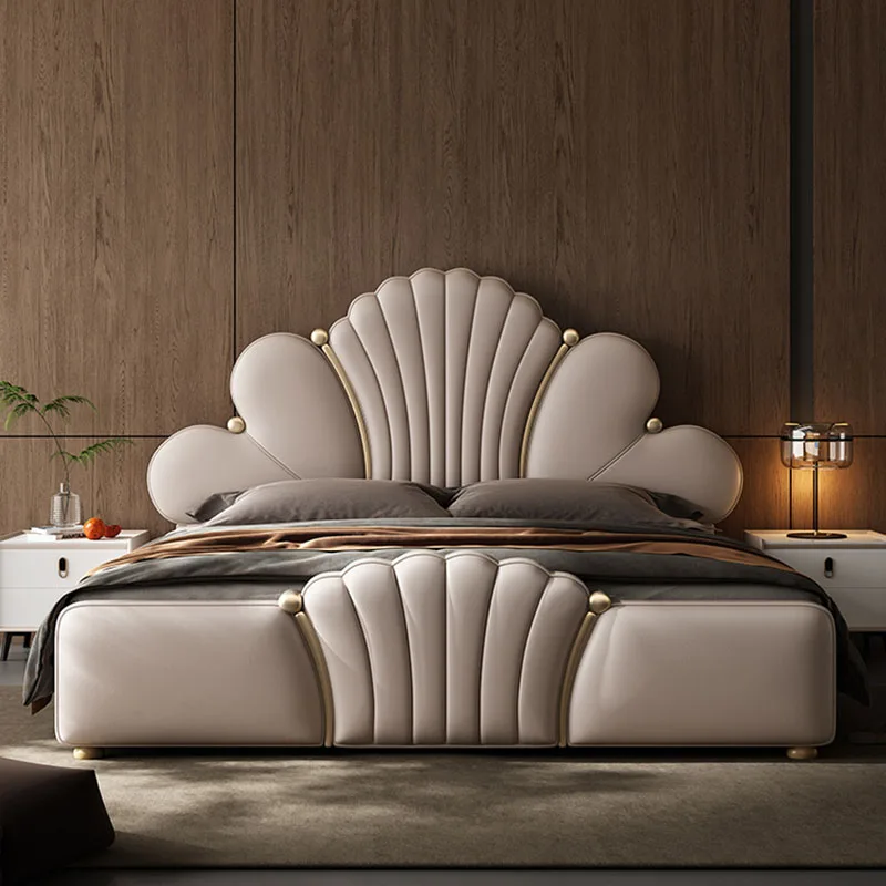 

European Princess Bed Leather Floor Queen Girls Design Bedroom Bed Human Dog Sleeping Letto Matrimoniale Lounge Suite Furniture