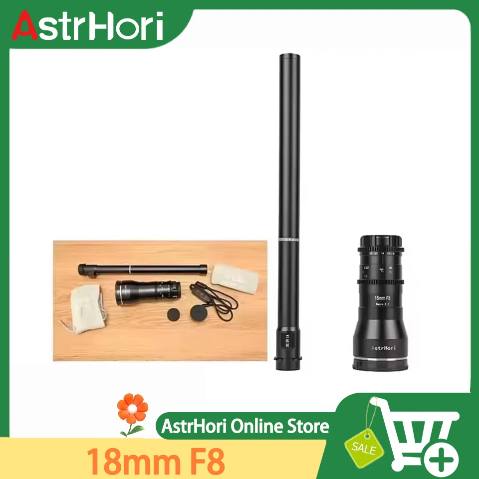 AstrHori 18mm F8 Macro 2X Obiettivo della fotocamera APS-C Obiettivo della sonda Vista Commutazione Obiettivo della fotocamera per Fuji X-T30 Nikon D3500 Canon EOS-5D